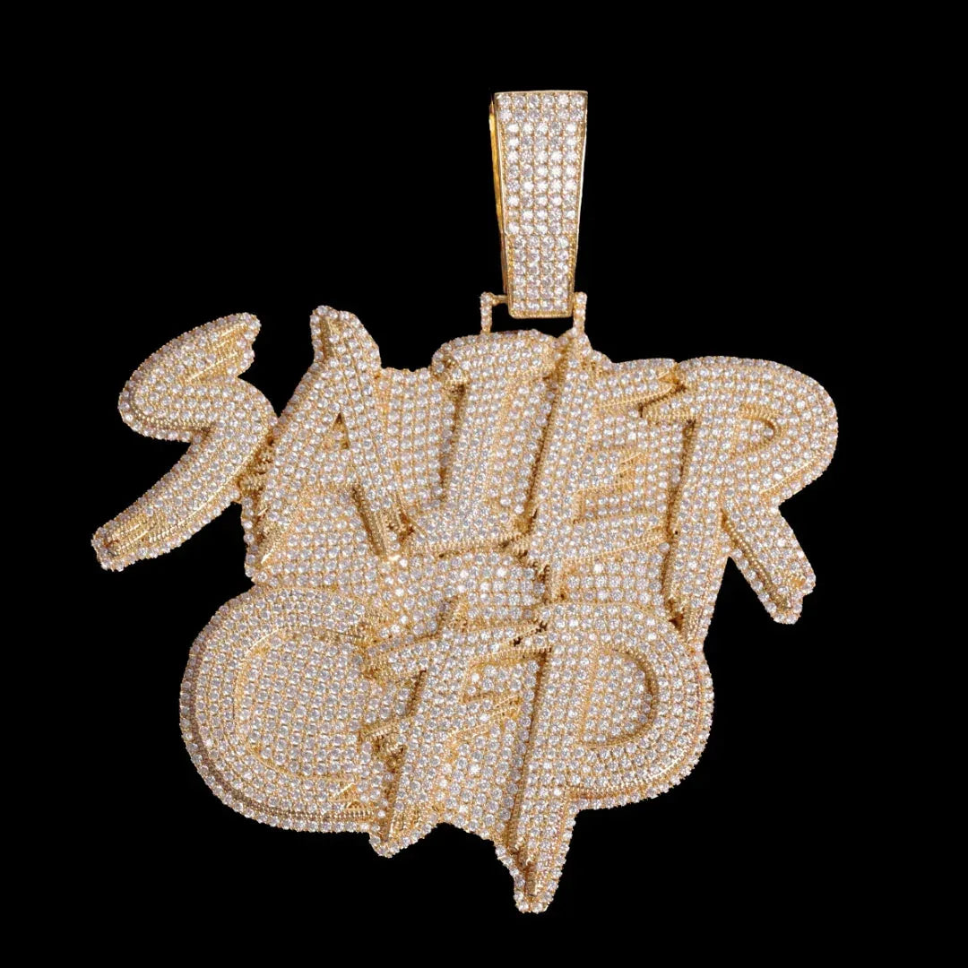 Street Drip Bold Letters Iced Out Personalized Custom Name Necklace Pendant – Luxury Hip Hop Jewelry for Men & Women - CaratixJewelry